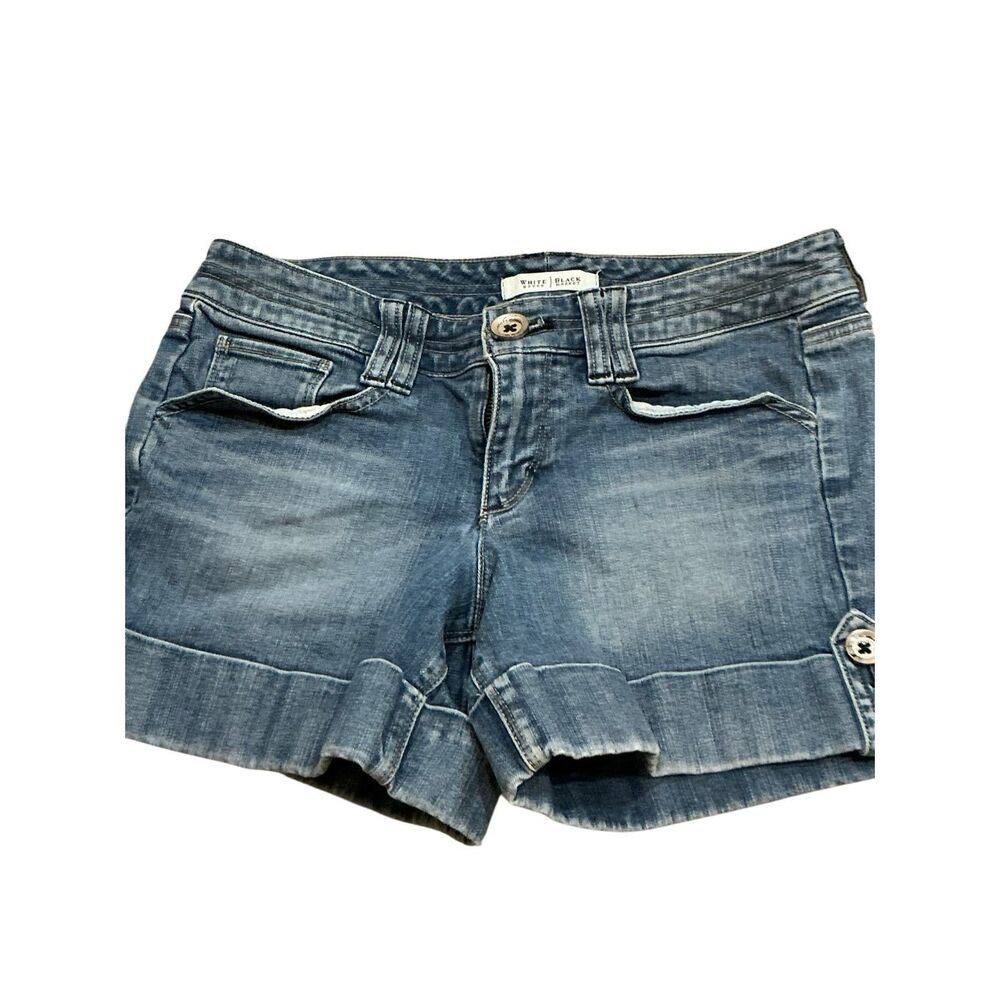 White House Black Markey WHBM Women's Size 2 Blanc Blue Cuffed Hem Shorts